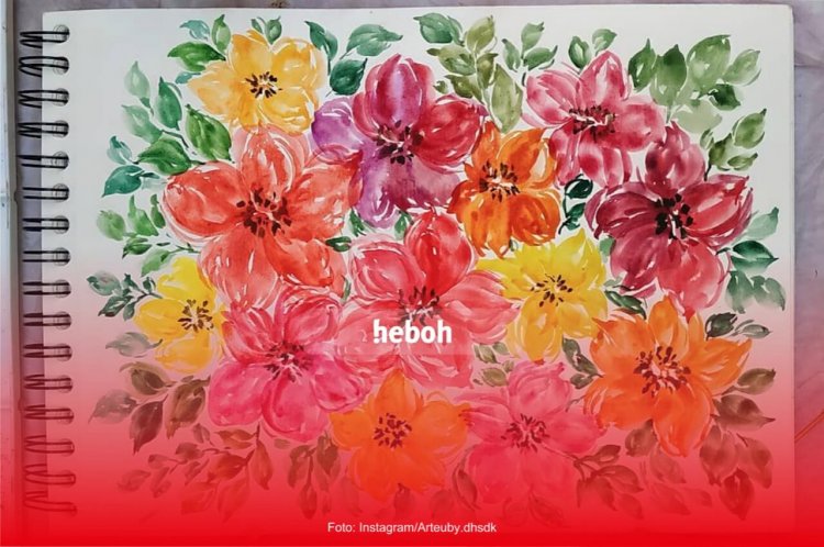 Cara Menggambar Bunga dan Mewarnainya Pakai Watercolor