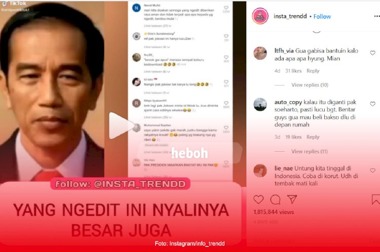 Kocak! Orang Ini Nekad Banget Edit Video Jokowi Sedang Bernyanyi Di TikTok. Netizen: Gue Ga Bisa Bantu Apa-Apa Kalo Ada Sesuatu Ya Hyung